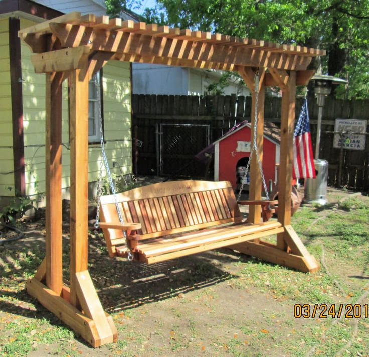 Wooden Swing Pergola Porch Frame Outdoor Wooden Swing Pergola Porch, Round Porch Swing Frame