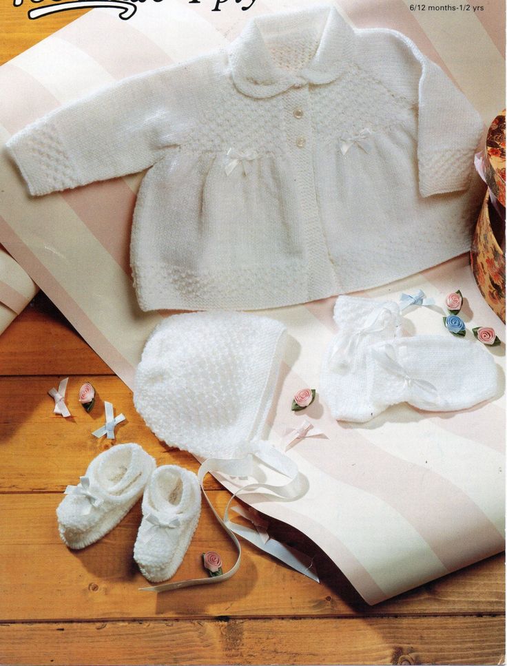 vintage baby matinee coat bonnet bootees knitting pattern pdf baby matinee jacket hat booties 17-19 3ply light fingering instant download