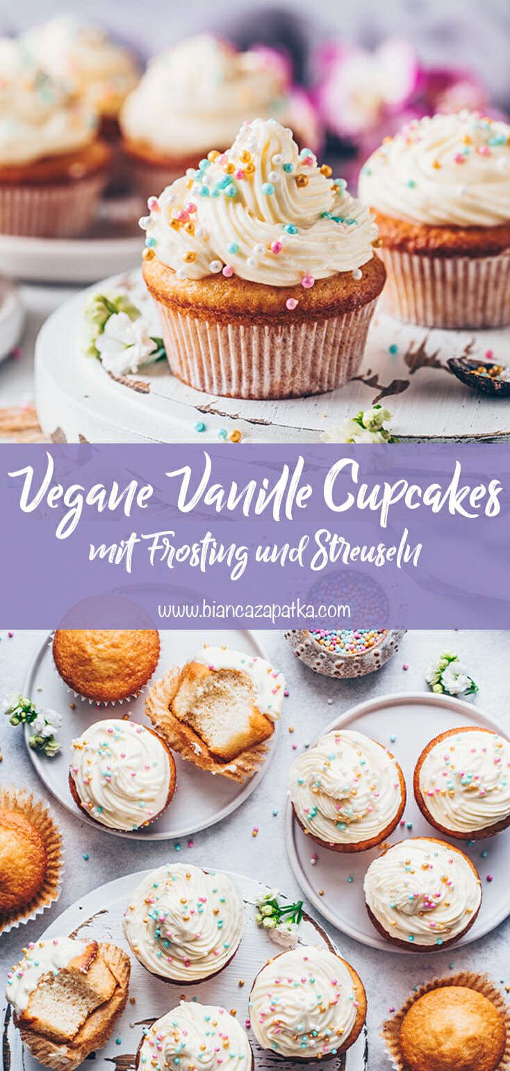 Vanille Cupcakes mit Frosting (Vegane Muffins) | Vegane cupcakes ...