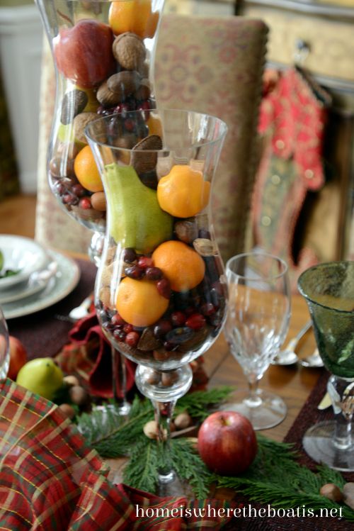 nuts and fruit in vases or hurricanes for a festive and nuts and fruit in vases or hurricanes for a festive and