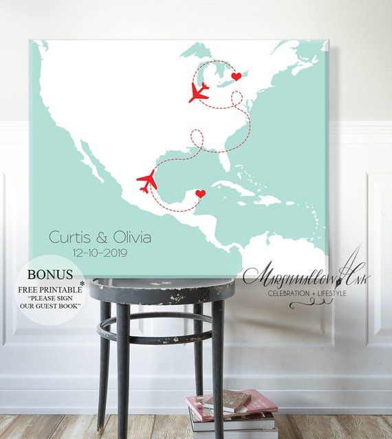 Destination Wedding Decor Decoration Wedding Map Print Wedding Guest Book Alternative Alternative Wedding Guestbook Signing Board