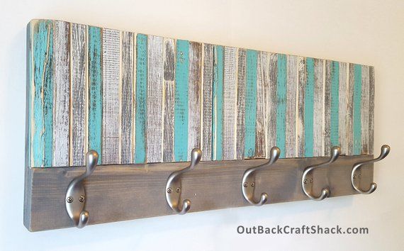 Wood Wall Art Coat Rack Decor Towel Rustic Beach Teal Gray Home Great Gift Towels Grey Wood Wall Art Coat Rack Decor, White Wooden Coat Rack Wall Art