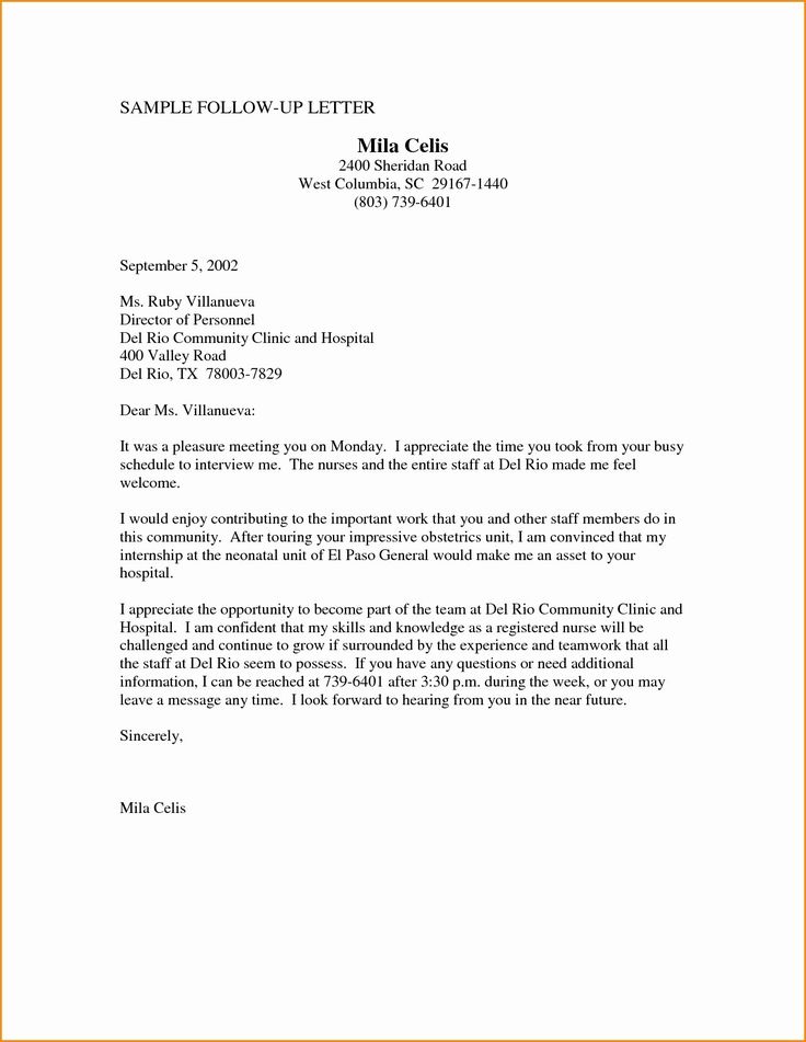 Employment Follow up Letter A follow up or thank you