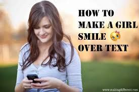 As for how to make a girl smile over text here are some tips and examples of what to text girls that are sure to get the girl to like you. Tease her. Dont be afraid to poke fun at the girl youre texting in a playful good-natured way. Not only does teasing a girl make her laugh it shows that youre not a just a suck-up. Teasing alone can show that you have confidence with women and therefore will help build attraction with women. Heres an example of a fun text to send to a girl that reflects that confident playful teasing: youre a closet dork arent youexcept without the closet ;). Make fun of yourself. A surefire way to get a girl to smile over text is to make fun of yourself (in a tongue-in-cheek kind of way not through self-deprecation). By making fun of yourself you get her laughing and show that its okay for her to let her guard down. Shell feel more comfortable with you which will allow the woman to become more attracted to you.Example: If youre agreeing with something the girls says you could respond to her text with something like Okey dokey little pokey (ya Im a dork like that..lol). Guess her answers. Another way to have fun and keep your texts to girls interesting is to guess her answers. This is a great way to spice up your texts to girls separate yourself from other guys and ultimately get the girl interested in you.For example your text to a girl could read: What r u up to this weekend? Let me guesstaking a speed knitting class so you can make me a scarf! You are sooo sweet :) Role play. The same banter techniques that work in meeting and attracting women also work great over text. Whether its pretending to be a husband and wife headed toward divorce a rock star and his groupie or anything else you can think of bantering with girls through made-up role play is great. It provides a fun way to create a shared experience that will make the girl smile and get her feeling more connected to you.One example of how to banter with women through text is to pretend shes a stalker and youre her victim. Using this banter example you might text a girl something like: Did I just catch you spying on me as I was changing into my gym clothes my little stalker?!