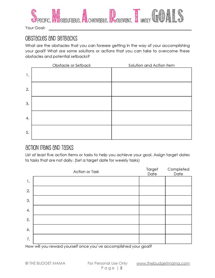 personal goal template