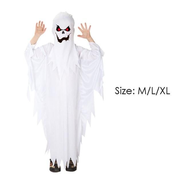 Ghost Skeleton Kids Halloween Fancy Dress Spooky Boys Girls Costume Outfits