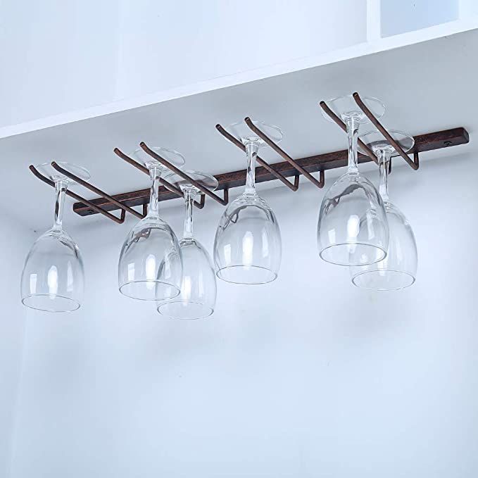 Com Under Cabinet Wine Glass Rack Stemware Holds Up To 8 Hanging Holder Hanger Wine Glass Holder, Wine Glass Rack Light Fixture