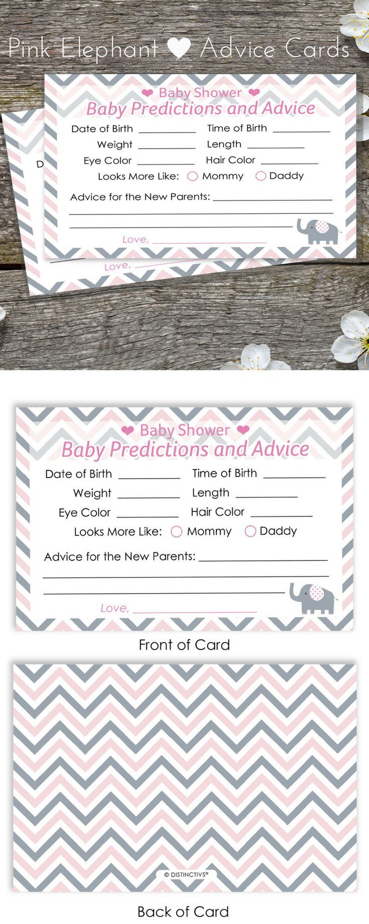 Pink And Gray Elephant Baby Advice And Predictions Cards (Set Of 20 B42fe3739d8827412bdb3d7f3999e8f8 168462842295269536