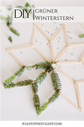 DIY grüner Winterstern - Anleitung mit kostenloser Voralge. Winterdeko selber b...