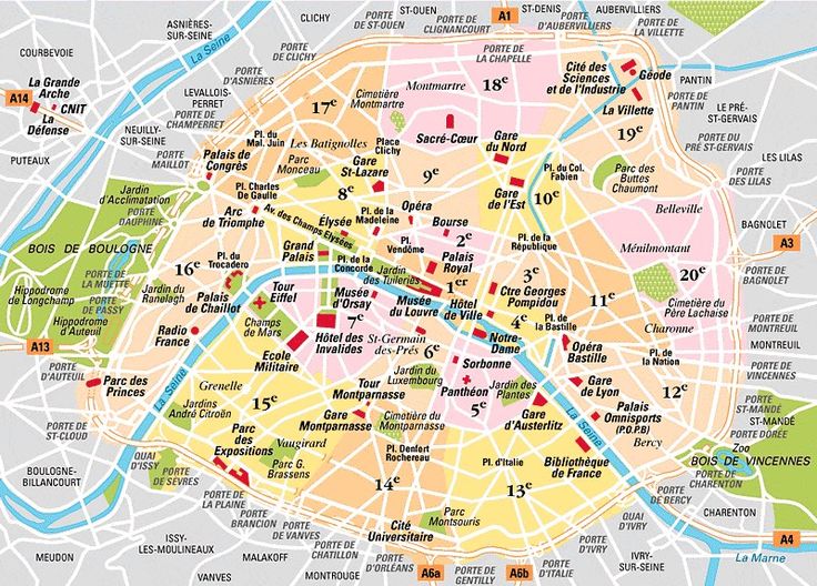 map of paris arrondissements with top attractions