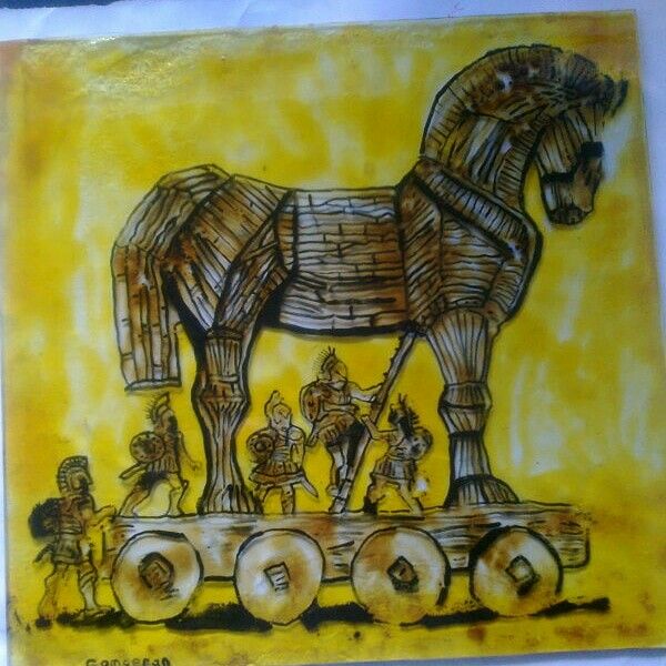 Cam Fuzyon Truva Ati Art Painting