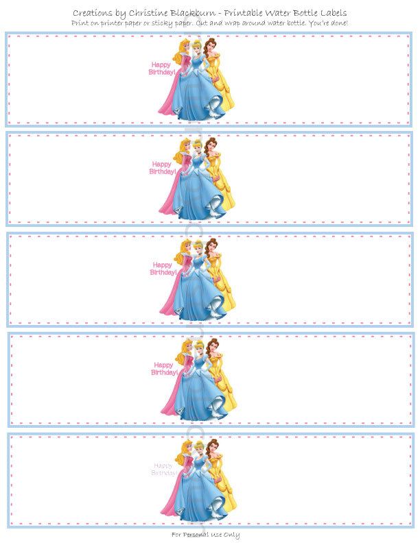Disney Princesses Water Bottle Labels - INSTANT DOWNLOAD | Disney princess party, Princess ...