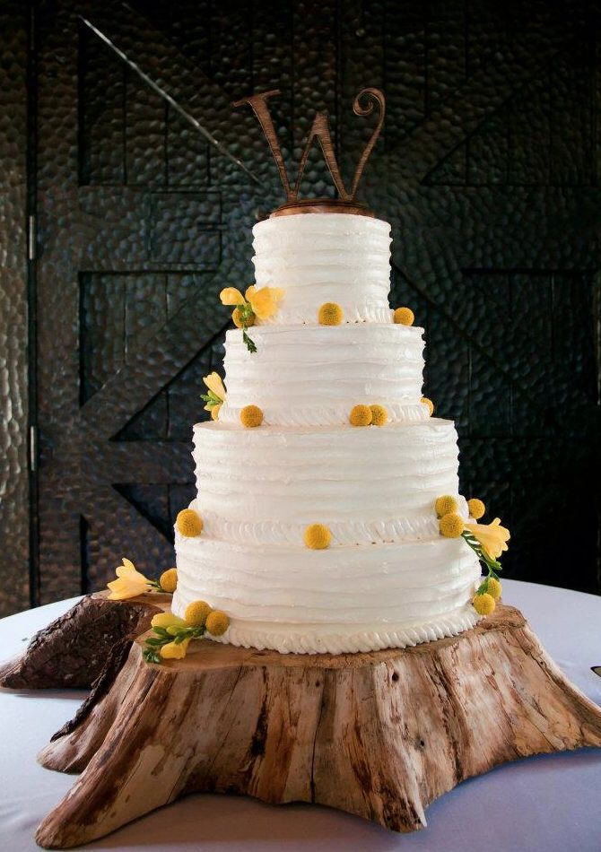 rustic wood cake stand