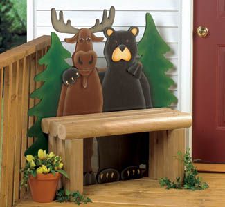 267 Best Rustic Decor Images On Pinterest Home Ideas Good Moose Bear Bench Wood Decor