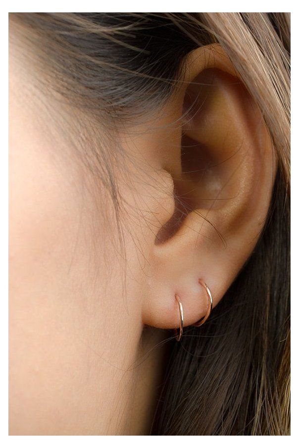 Helix hoop earrings Tiny Pave Huggie Earrings,4 sizes Cz earlobe hoop Gold conch hoop Fast shipping gift Rose Gold Huggie Hoop Earrings