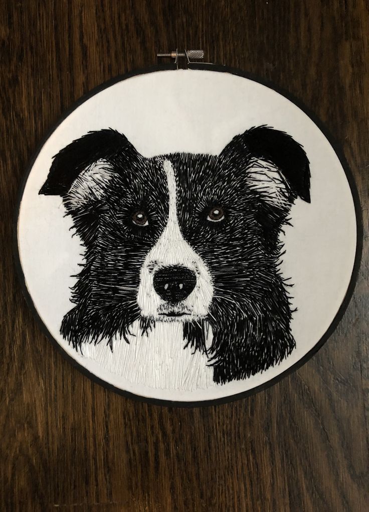 Border Collie hand embroidered on 10” hoop Hand embroidered, Hoop art Border Collie hand embroidered on 10” hoop Hand embroidered, Hoop art