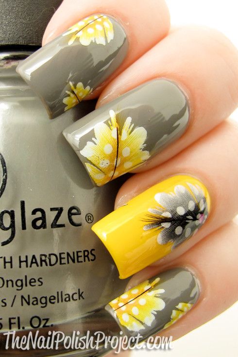 Top 25+ Best Yellow Nail Ideas On Pinterest Yellow Nails Design Yellow & Grey Feather Like Nail Art - Top 25+ Best Yellow Nail Ideas On Pinterest Yellow Nails Design