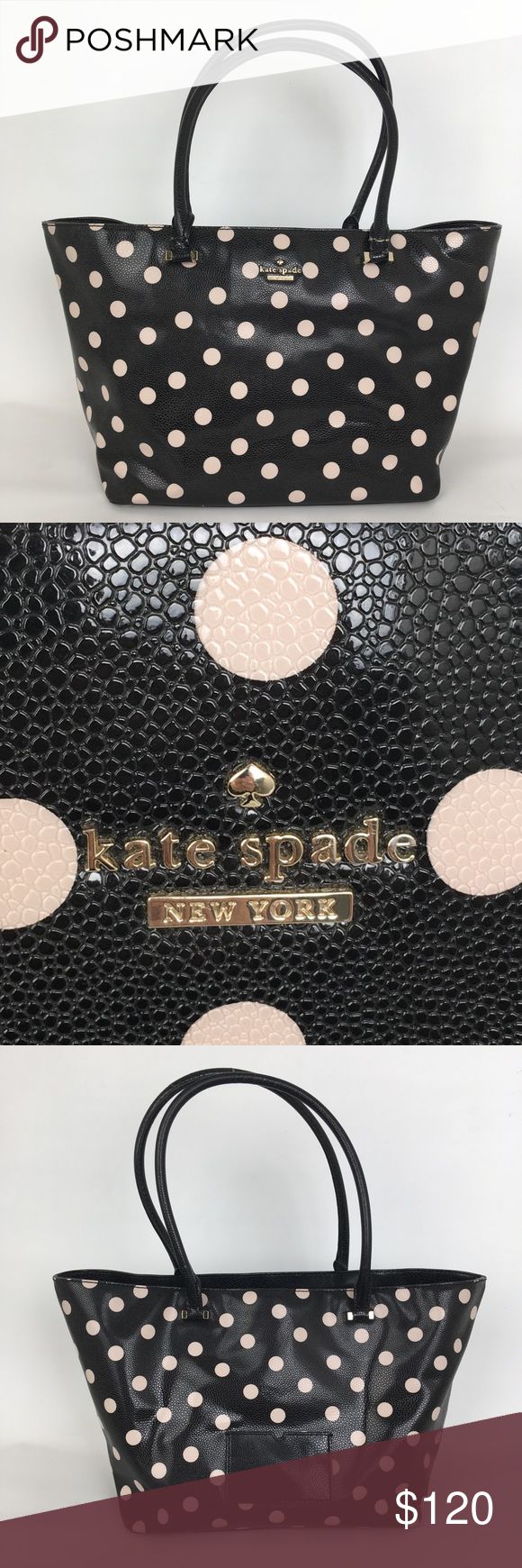 Kate Spade Pink Polka Dot Hand Bag Vegan Leather Pink polka dots