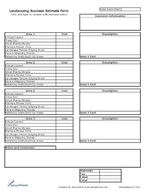 lawn care forms