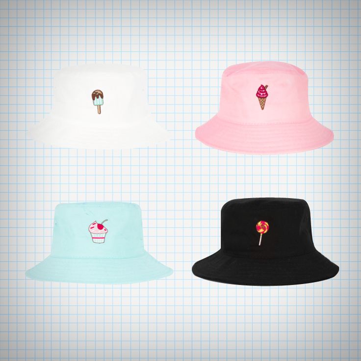 Adult Ice Cream Cone Embroidered Bucket Cap Dad Hat