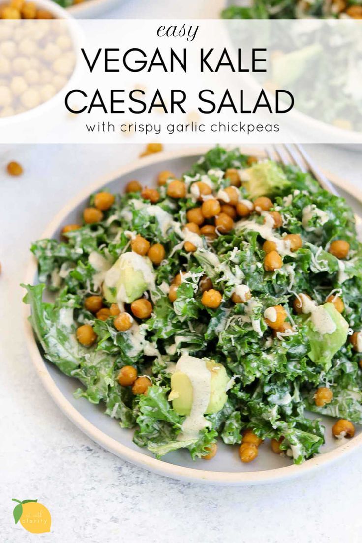 Vegan Kale Caesar Salad With Crispy Garlic Chickpeas Vegan Kale Caesar Salad With Crispy Garlic Chickpeas