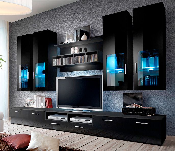 Presto 5 black modern entertainment center Modern tv