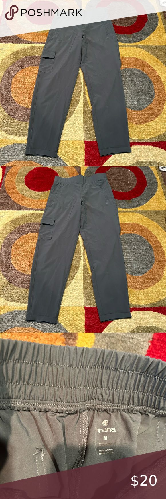 Apana Dark Green Athletic Workout Cargo Pants Cropped Women's Size Medium