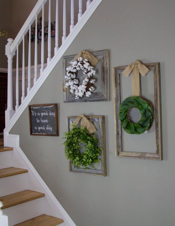Boxwood Eucalyptus Cotton Wreath, Farmhouse Cottage Country Gallery Wall Decor, Rustic Southern Decor, Fixer Upper Decor, Magnolia Market