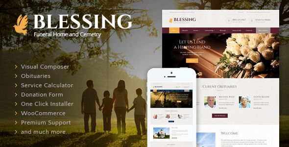 Download Free Blessing WordPress Theme 2.1 – ThemeForest | Blessing v2.1 – Funeral Home WordPress Theme towards funeral homes and funeral services. Calm webdesign of the premium webdesign will be comforting for those in mourning and appealing for those who are willing to express their condolences #ThemeForest