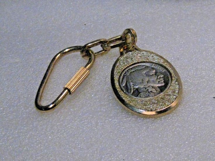 23mm Hand Soldered w/ Stainless Steel 1936 Gold Plated Buffalo Nickel Keychain 23mm Hand Soldered w/ Stainless Steel 1936 Gold Plated Buffalo Nickel Keychain