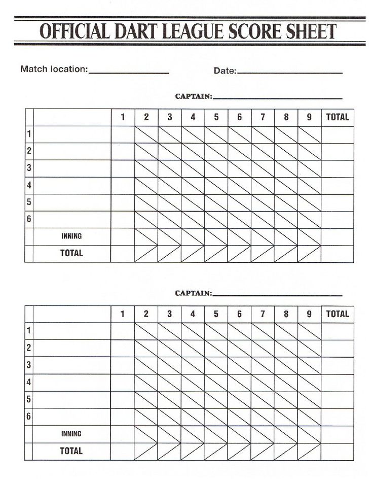 Scoresheet for 6 Man Teams Darts game, Templates, Teams Scoresheet for 6 Man Teams Darts game, Templates, Teams