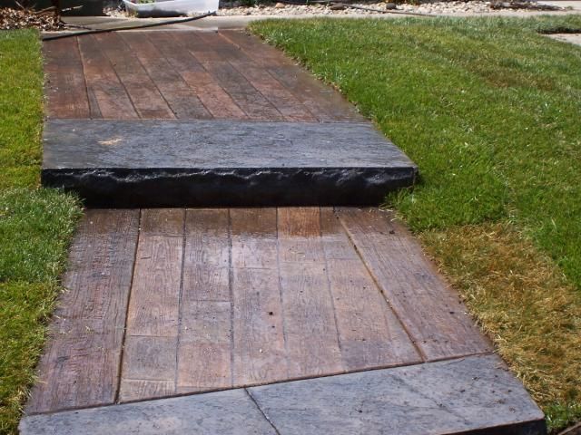 20 Best Decking Images On Pinterest Exterior Lighting Backyard Wood Plank Sidewalk Stamped Concrete Or Deck Boards With A 6x6 At The Step