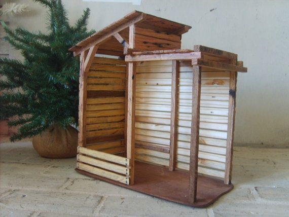 wooden nativity creche stable our own work the and 20 christmas tree lights