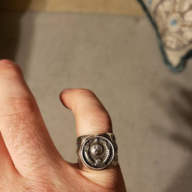925 Sterling Silver Communist USSR Emblem Signet Ring for Men СССР Soviet Union Symbol Handmade Vintage Jewelry