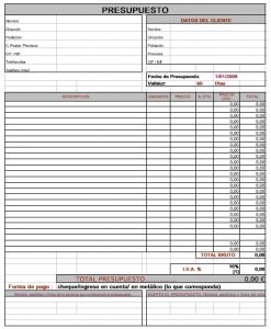 formatos de presupuestos en excel