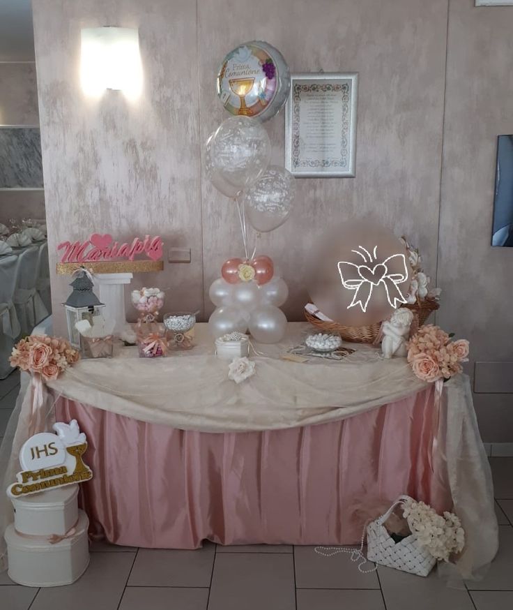 Palloncini Centrotavolo Comunione Bambina Scritta Prima Comunione Rosa  Decorazione Tavolo Festa Addobbi Bomboniere Confetti Comunione Battesimo  Baby Shower : : Casa e cucina