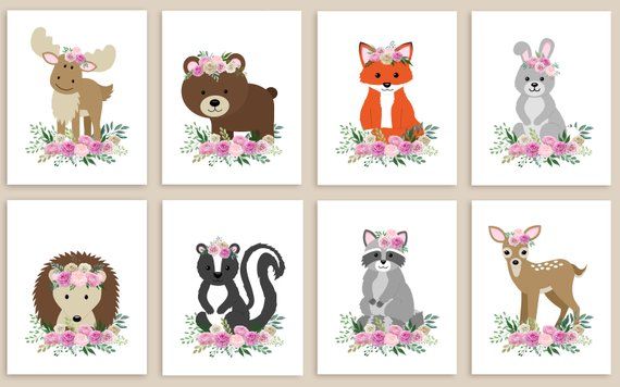Woodland Nursery Prints Baby Decor Fl Woodland Nursery Prints Baby Decor Fl
