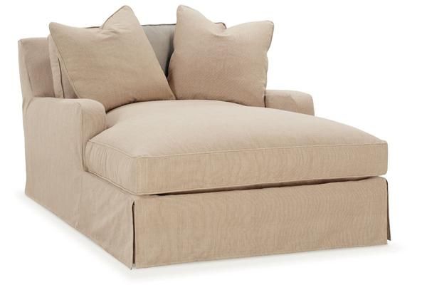 Joanna Oversized Double Chaise Lounge Fabric Slipcover Rolled Slipcovered Furniture Joanna Oversized Pillow Back Two Arm Chaise Lounge