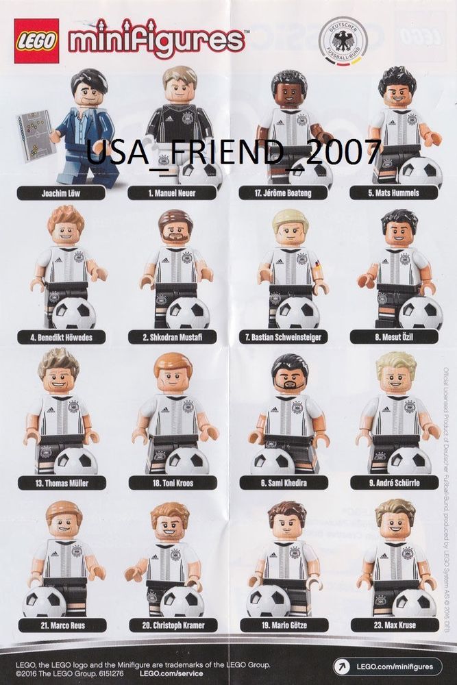 Lot Of 9 LEGO 71014 DFB German Soccer Team Minifigures