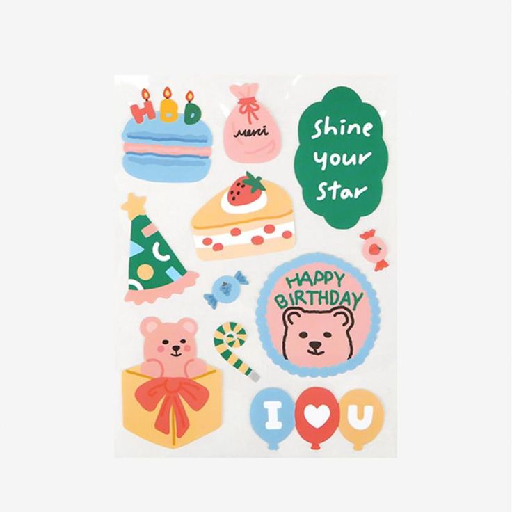 party bear removal sticker diary deco pack planner etsy cute stickers kawaii stickers sticker art