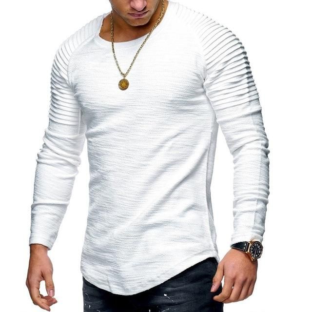 Mens Crewneck Fleece Sweatshirt Pullover Solid Sweater Long Sleeve Knitted Pullover Basic Slim Fit Casual T Shirts
