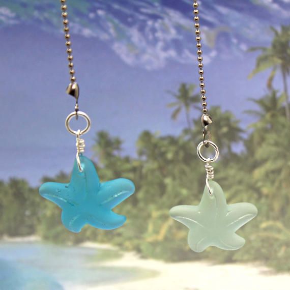 Fan Pull Chain Decorative Beach Glass Cottage Sea Decor Ceiling Pulls Fan Pull Chain Decorative, Ceiling Fan Pulls Beach