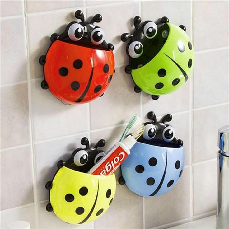 Cepillo De Dientes Titular De La Mariquita De Succi/ón Cepillo De Dientes Cepillo De Dientes Titular Materia Succi/ón De La Pared Soporte Para Ni/ños Cuarto De Ba/ño Rojo 1pc Productos Para El Hogar