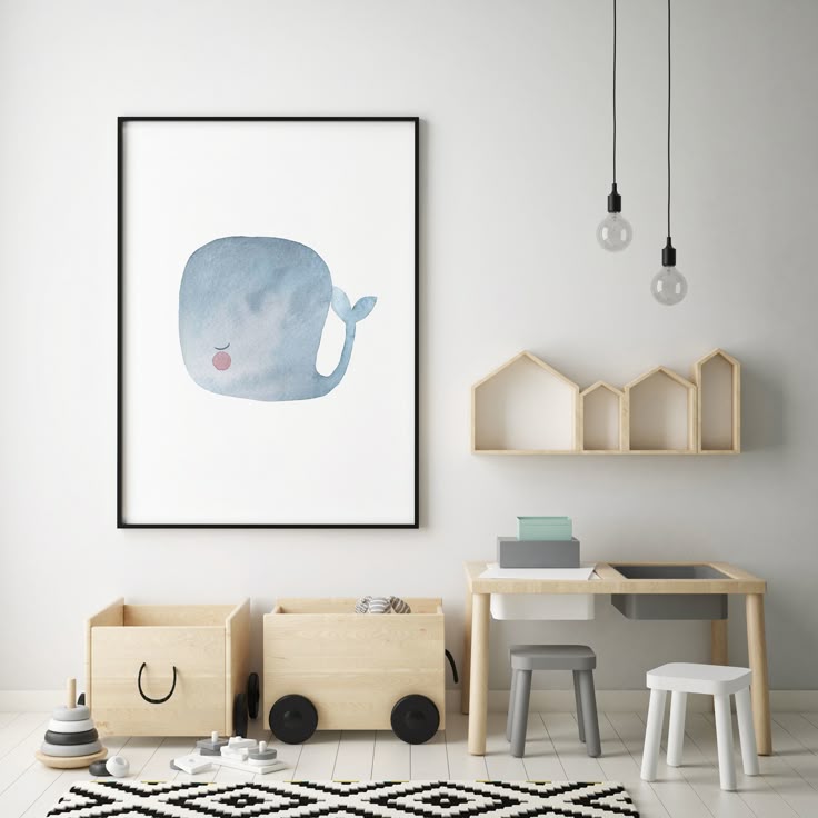 Baby Whale Print 04, Ocean Art Print, Watercolor Whale Art, Whale Nursery Art ,W...
