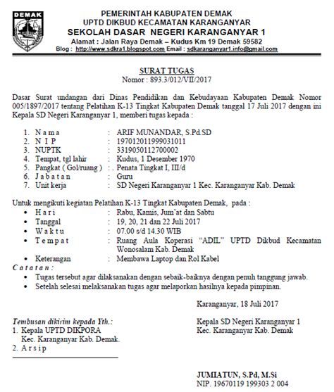 Contoh Surat Tugas Bimtek Kurikulum 2013 Contoh Surat Tugas Bimtek