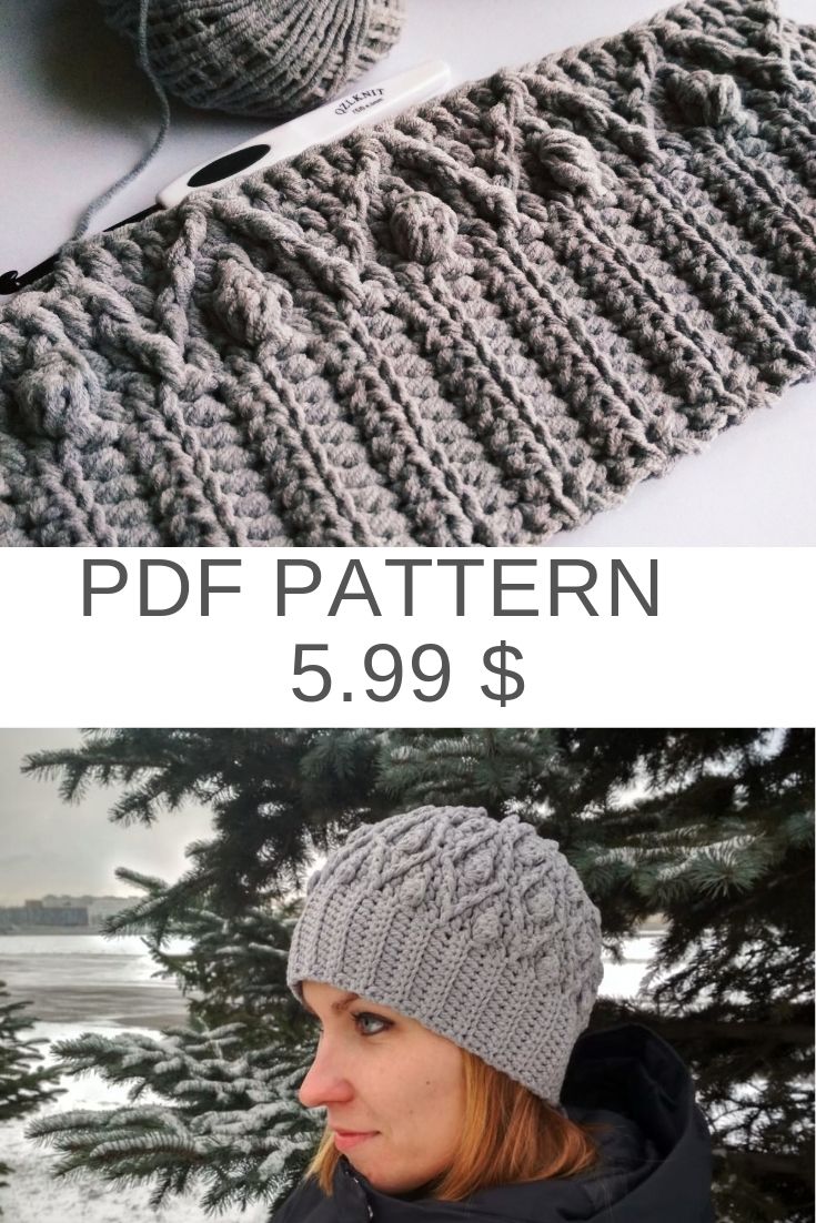 Crochet Hat Rhombuses Crochet Pattern for Women Crochet Beanie Crochet Hat