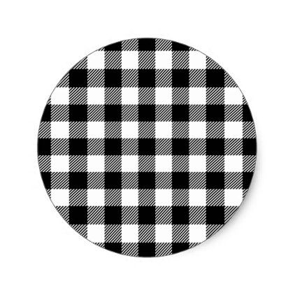 Buffalo Plaid - Black and White Classic Round Sticker - winter gifts