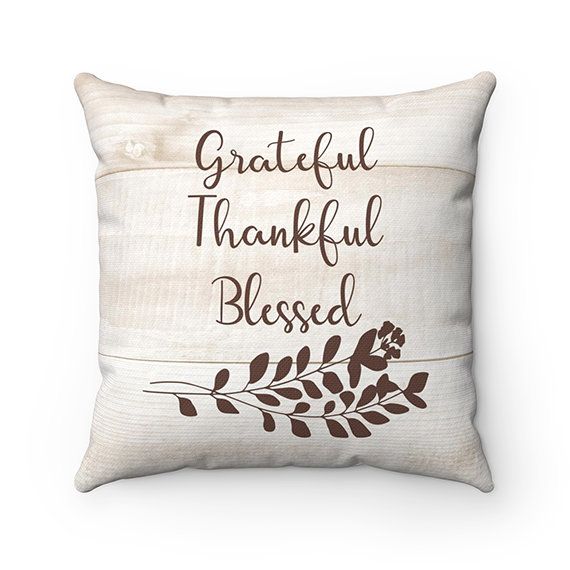 Monogram Throw Pillow with Sayings Grateful Thankful Blessed Monogram Throw Pillow with Sayings Grateful Thankful Blessed