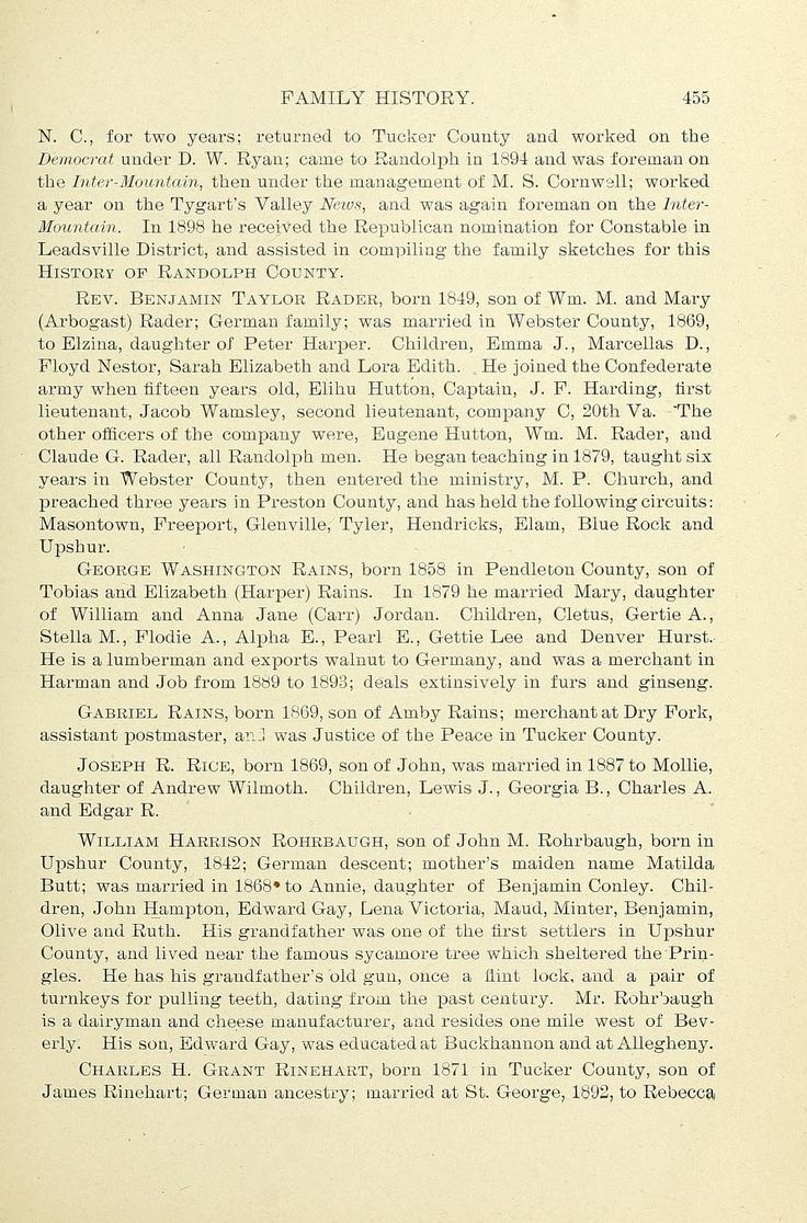 The history of Randolph County, West Virginia. From its earliest