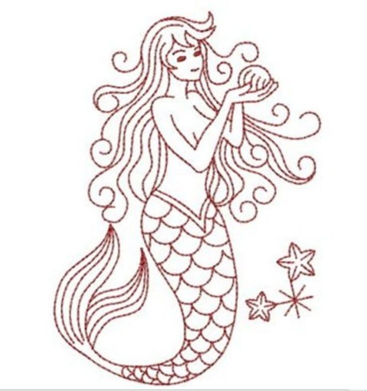 Mermaid Hand Embroidery Design Mermaid Hand Embroidery Design